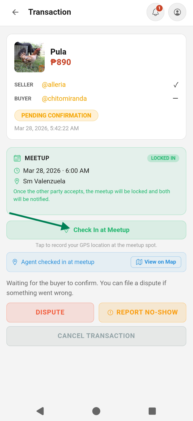 GPS check-in at meetup location