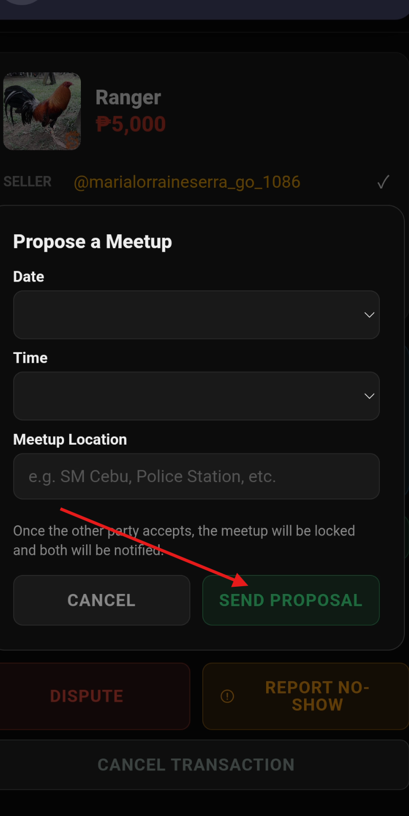 Sending meetup proposal with location